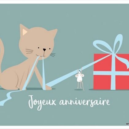 carte postale illustrée par coraline rivière et éditée aux éditions de cortil Joyeux anniversaire cadeau