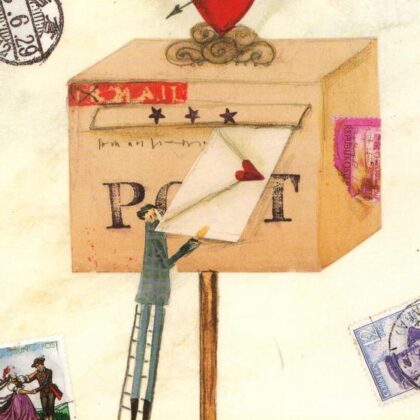 carte postale illustrée par silke leffler et éditée aux éditions graetz courrier du coeur