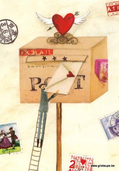 carte postale illustrée par silke leffler et éditée aux éditions graetz courrier du coeur