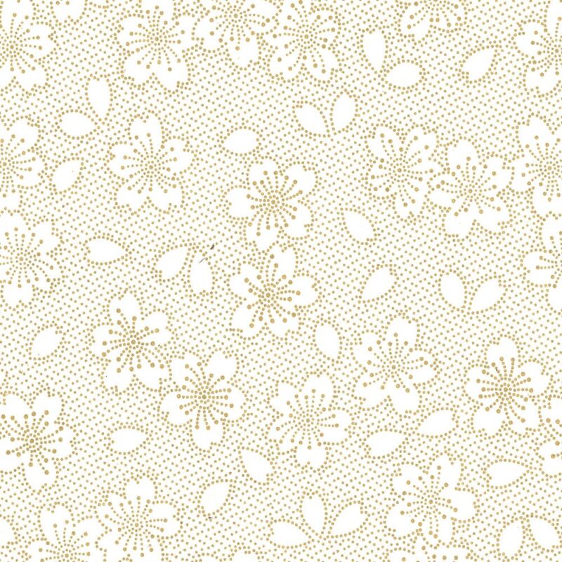 feuille de papier de coton de la marque Papertree avec un motif fleuri doré sur fond clair