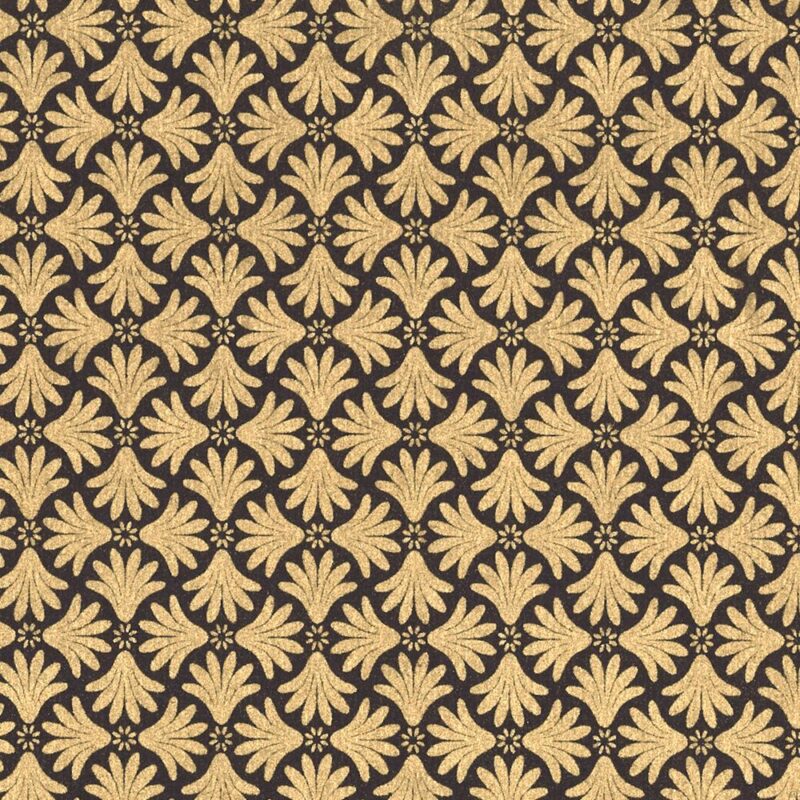 Feuille de papier de coton de la parque Papertree avec le motif isis doré sur fond noir