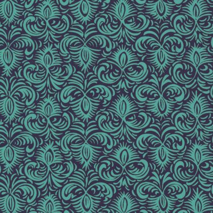 Feuille de papier de coton de la marque Papertree avec le motif Jasmine couleur turquoise et indigo