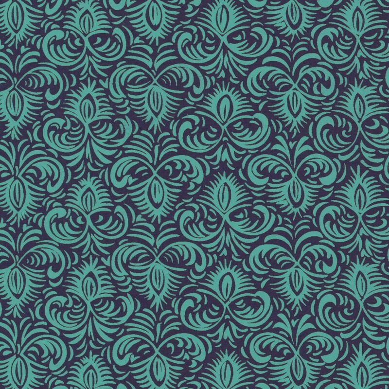 Feuille de papier de coton de la marque Papertree avec le motif Jasmine couleur turquoise et indigo
