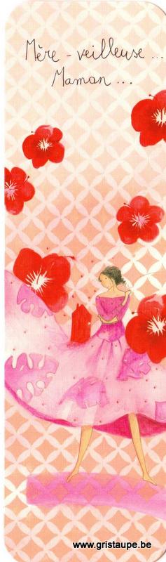 marque page illustré par anne sophie rutsaert et représentant une maman entourée de fleurs