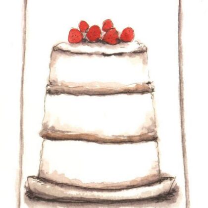 carte postale illustrée par Sari représentant un gâteau