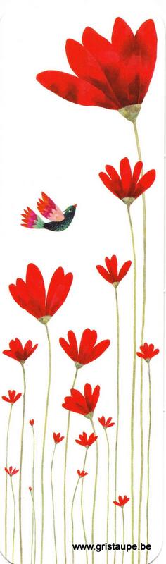 Marque-page illustré par Aurélie Blanz représentant des fleurs rouges