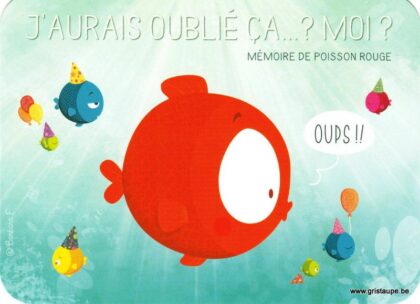 Carte d'anniversaire humoristique de Barbara Formosa représentant un poisson rouge