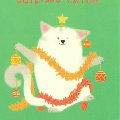 Carte de voeux de Noël humoristique représentant un chat