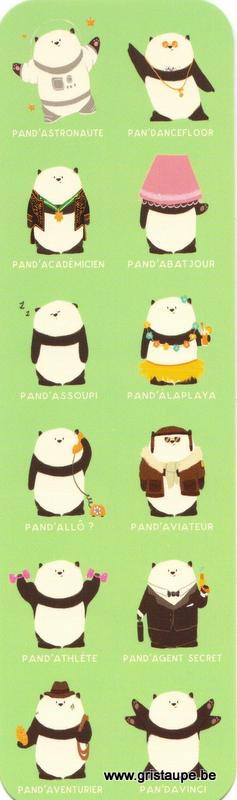 Marque-page humoristique de Camille Chaussy représentant des pandas