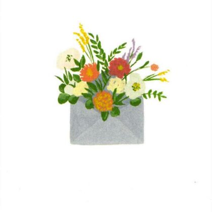 carte postale double illustrée et éditée par kartotek copenhagen thank you flower envelope