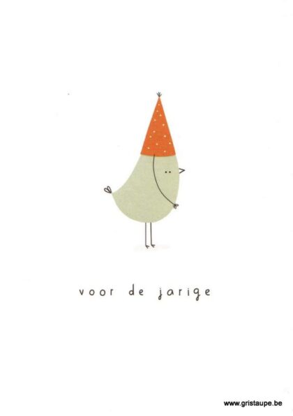 carte postale illustrée par klein liefs et éditée par mailbox représentant un oiseau avec un chapeau d'anniversaire