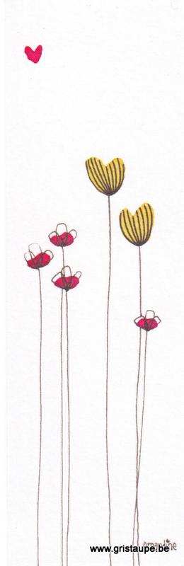 marque page illustré et éditée par amandine collart illustratrice sous le nom les petites choses d'amandine représentant des fleurs