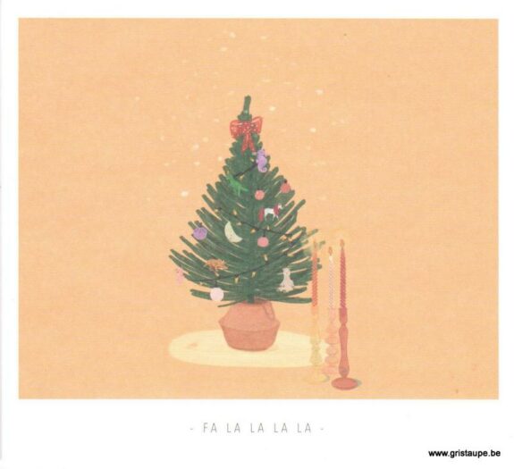 carte postale illustrée par kelly marie représentant un sapin de noël