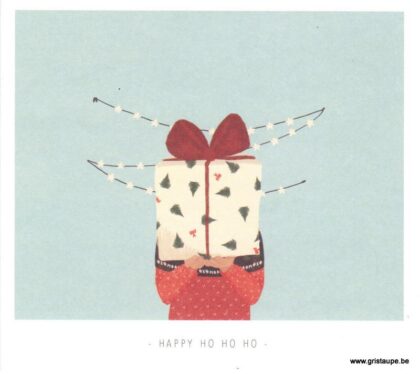 carte postale illustrée par kelly marie représentant un cadeau de Noël