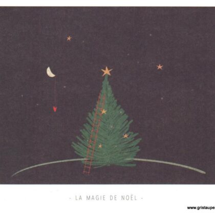 carte postale illustrée par kelly marie représentant un sapin de noël