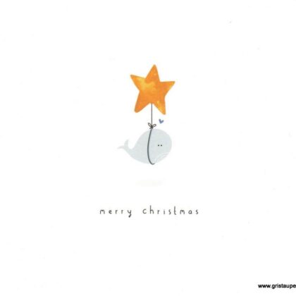 carte postale illustrée par klein liefs représentant une étoile portant une baleine