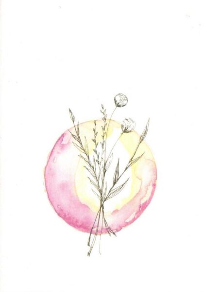 carte postale illustrée par hop sa kee botanique aquarellé