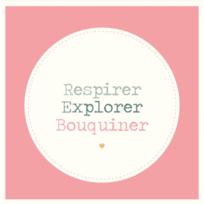 carte postale illustrée par jolis lundis texte: respirer, explorer, bouquiner sur fond rose foncé