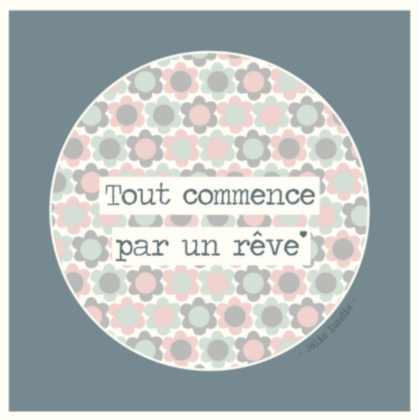 carte postale illustrée par jolis lundis texte: tout commence par un rêve sur fond vert