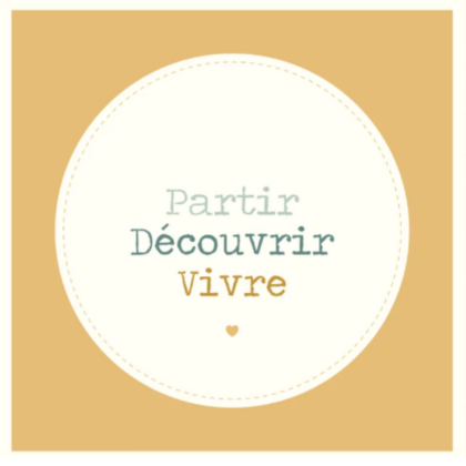 carte postale illustrée par jolis lundis texte: partir découvrir, vivre
