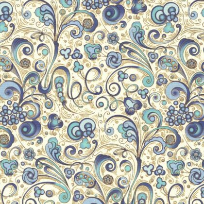 feuille de papier italien de la marque rossi au motif art nouveau bleu