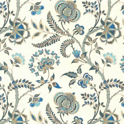 papier italien imprimé par offset par la marque rossi. Motif floral bleu et jaune