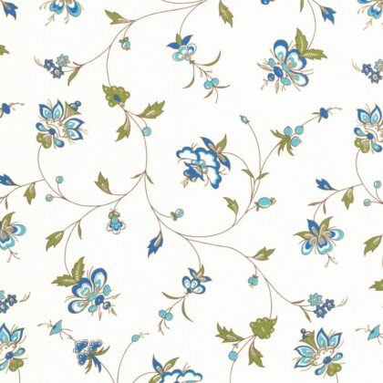 papier italien imprimé par offset par la marque lamali au motif de petites fleurs bleues