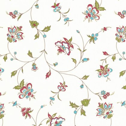 papier italien imprimé par offset par la marque Rossi au motif de petites fleurs rouges