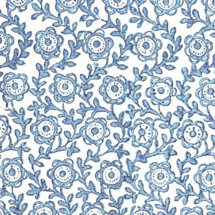 papier italien imprimé par offset par la marque rossi motif fleurs bleues