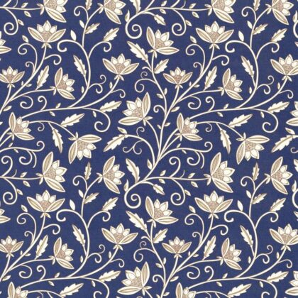 papier italien imprimé par offset motif floral bleu
