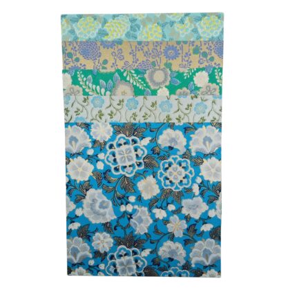 set de papier origami de la marque Shogado. Ensemble de 5 motifs fleuris bleus