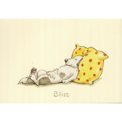 carte postale illustrée par anita jeram représentant un chien qui fait la sieste