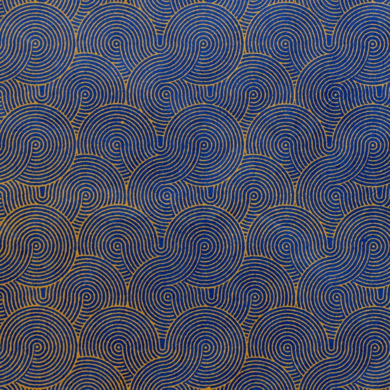 feuille de papier lokta népalais avec un motif géométrique bleu