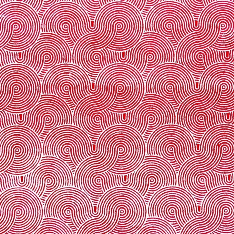 feuille de papier népalais à base de lokta avec un motif rouge sur fond naturel