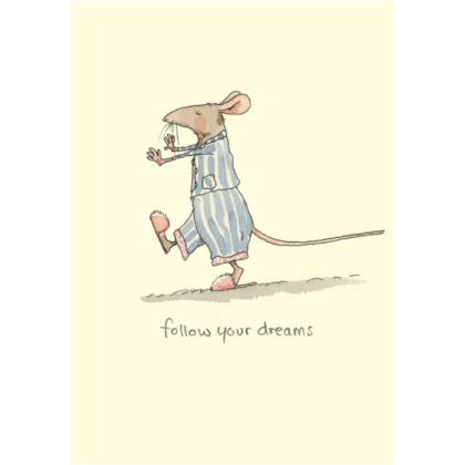 carte postale illustrée par anita jeram et éditée aux éditions two bad mice représentant un souris somnambule