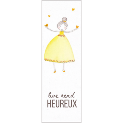 marque page illustré et éditée par amandine collart illustratrice sous le nom les petites choses d'amandine représentant une personnage heureux