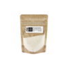Resealable kraft pouch containing konnyaku powder (50 g) used for strengthening paper; label reads 'Konnyaku Powder'.
