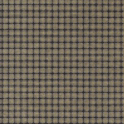 Dark gray plaid fabric with thin yellow intersecting lines forming a grid pattern.