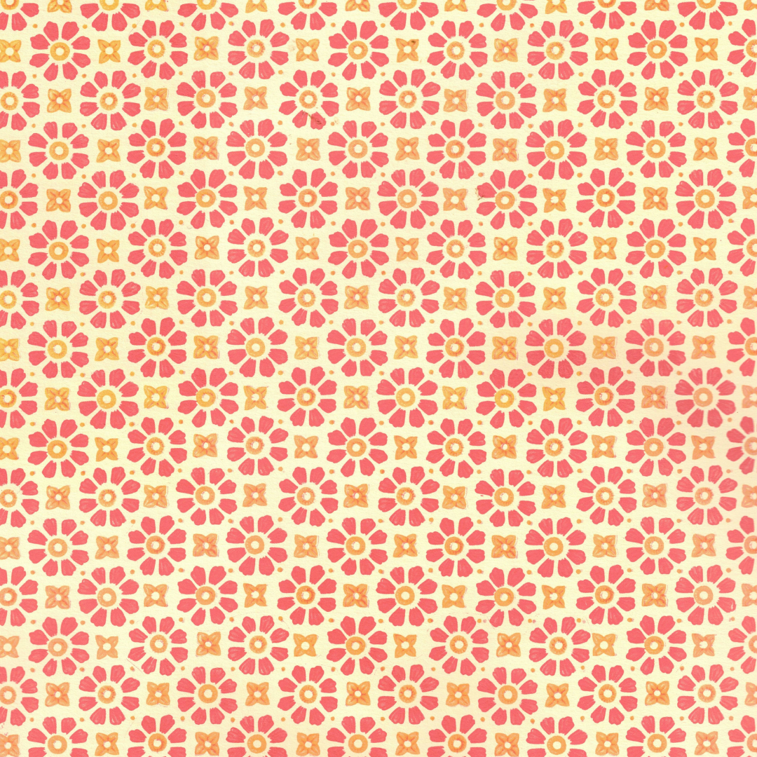 feuille de papier italien carta varese avec un motif de fleurs rose et orange