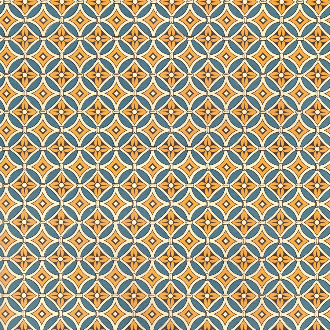 feuille de papier italien carta varese avec un motif géométrique bleu et jaune