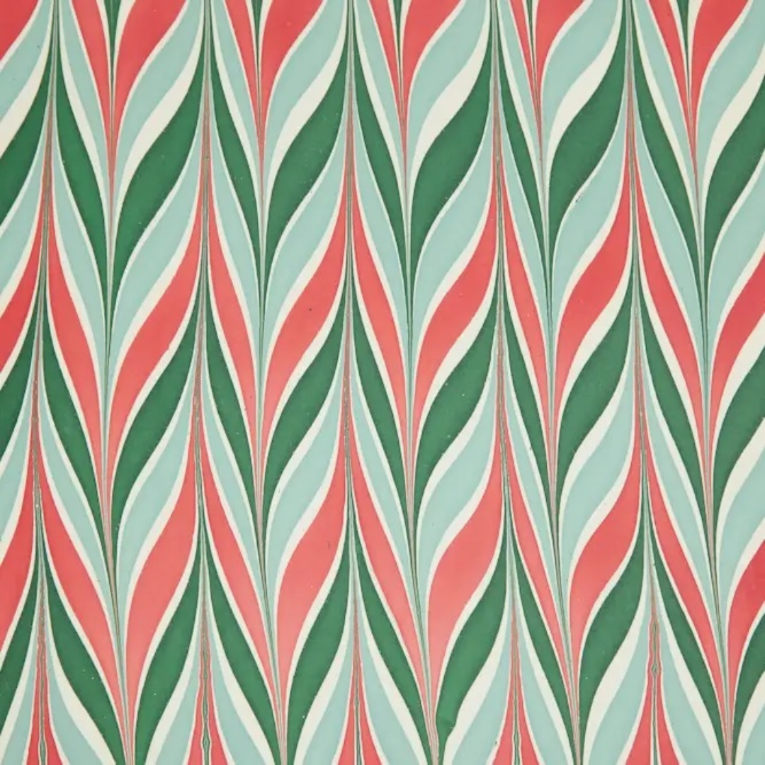 feuille de papier marbré Paper Mirchi candystripes rouge et vert