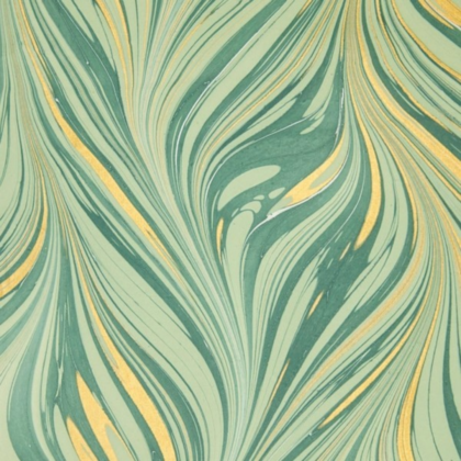 feuille de papier marbré Paper Mirchi motif de vagues vertes et or