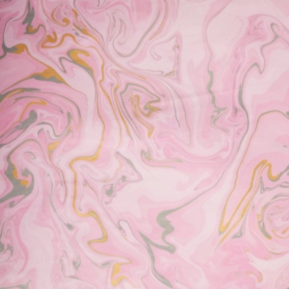 feuille de papier marbré Paper Mirchi motif de vagues roses et or