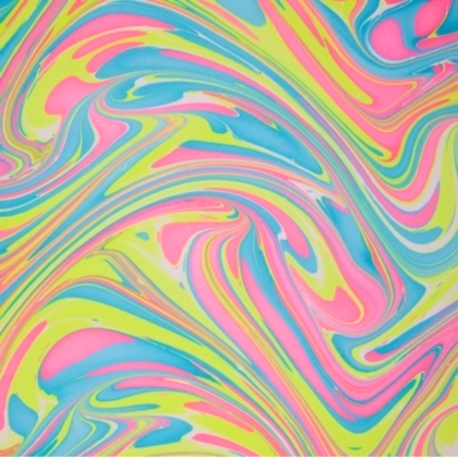 feuille de papier marbré paper mirchi vagues rose et jaune fluo