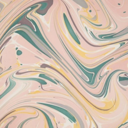 feuille de papier marbré Paper Mirchi vagues rose clair et turquoise