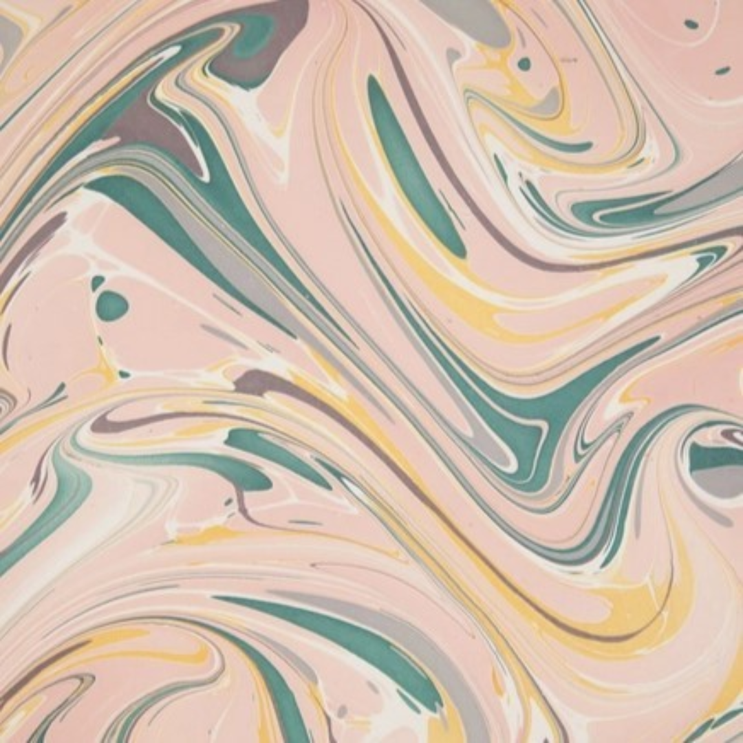 feuille de papier marbré Paper Mirchi vagues rose clair et turquoise