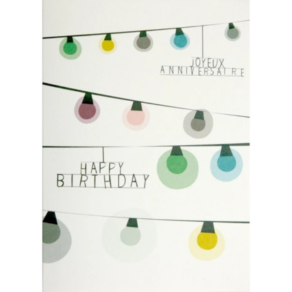 carte postale illustrée par pleased to meet motif de lampes de guingette