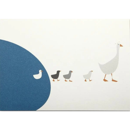 carte postale illustrée par pleased to meet motif oie et ses petits